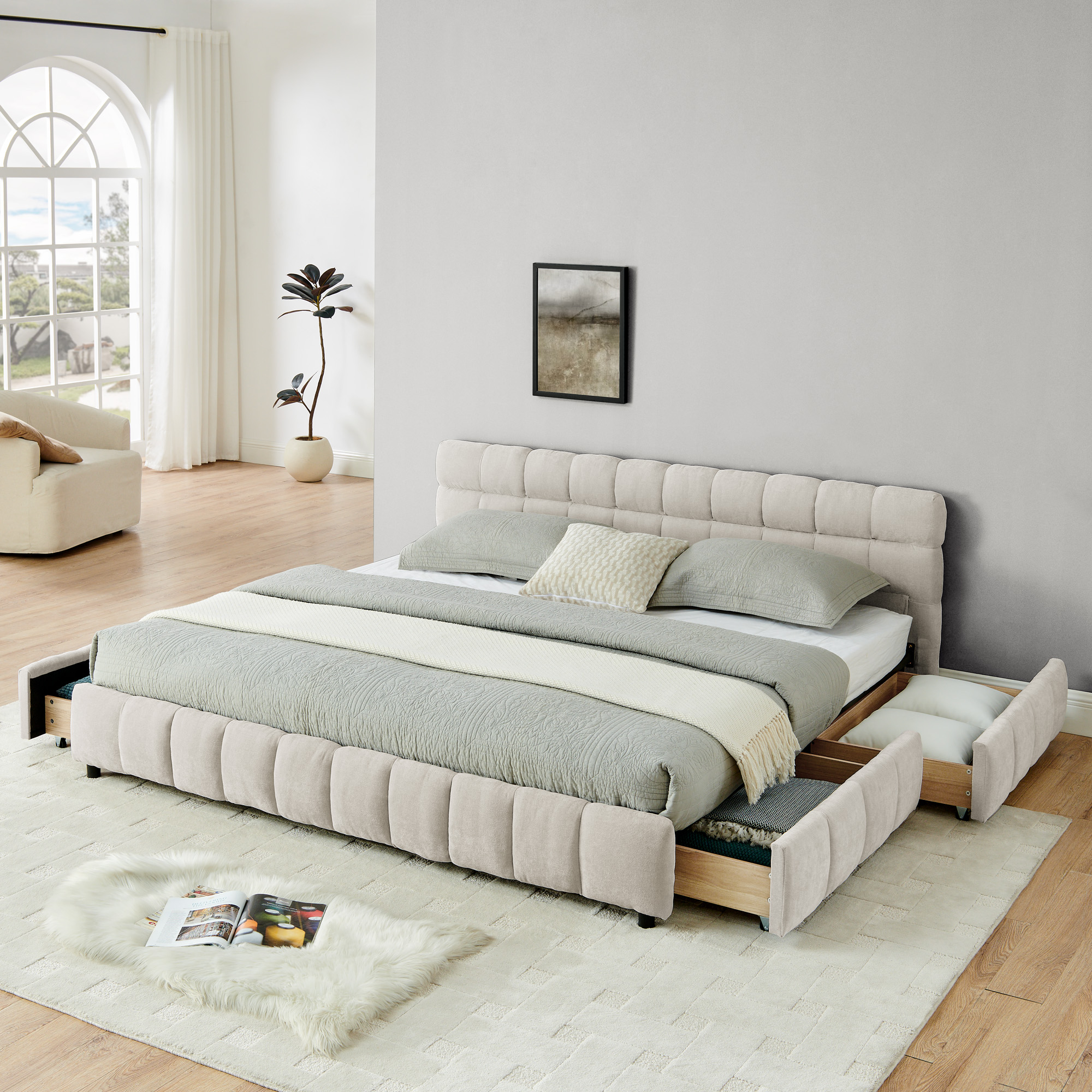 King Size Upholstered Bed Frame