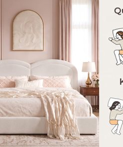 Queen Size Upholstered Platform Bed with Arched Headboard
