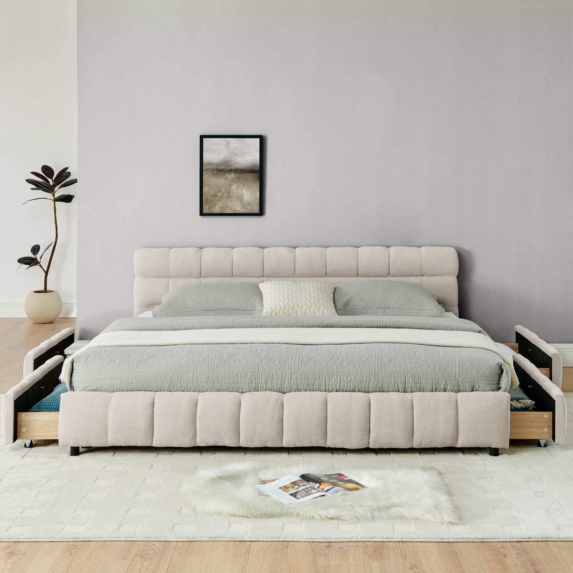 King Size Upholstered Bed Frame