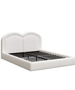 Queen Size Upholstered Platform Bed with Arched Headboard