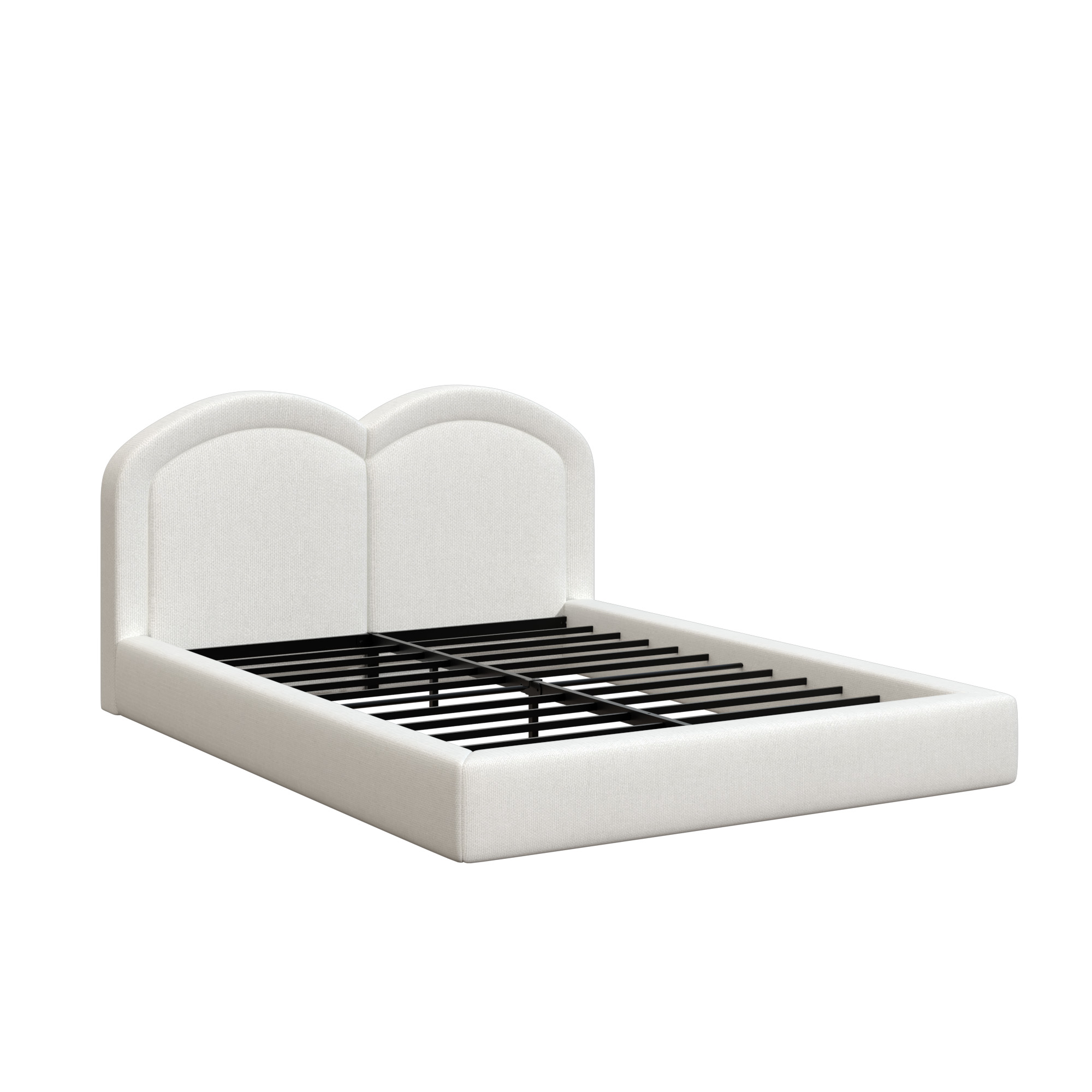 Queen Size Upholstered Platform Bed with Arched Headboard