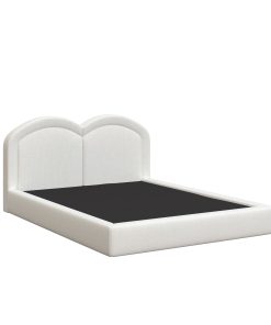 Queen Size Upholstered Platform Bed with Arched Headboard