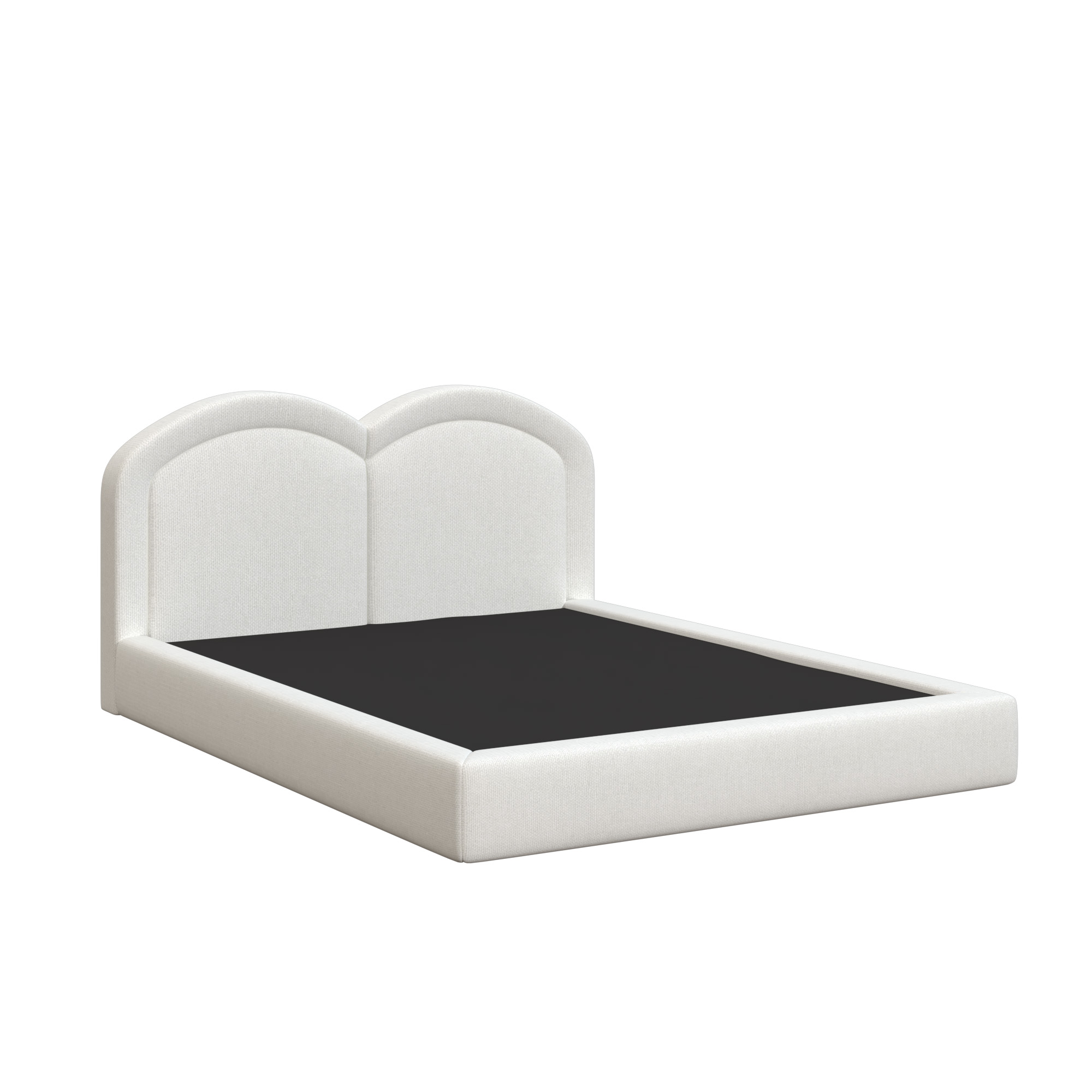 Queen Size Upholstered Platform Bed with Arched Headboard