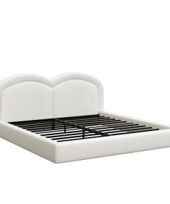 King Size Upholstered Platform Bed With Arched Headboard