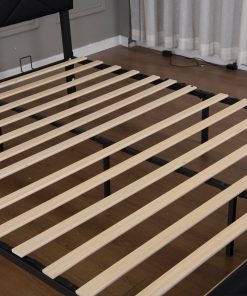Full Size Boucle Bed Frame, Antique Black