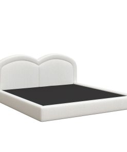 King Size Upholstered Platform Bed With Arched Headboard