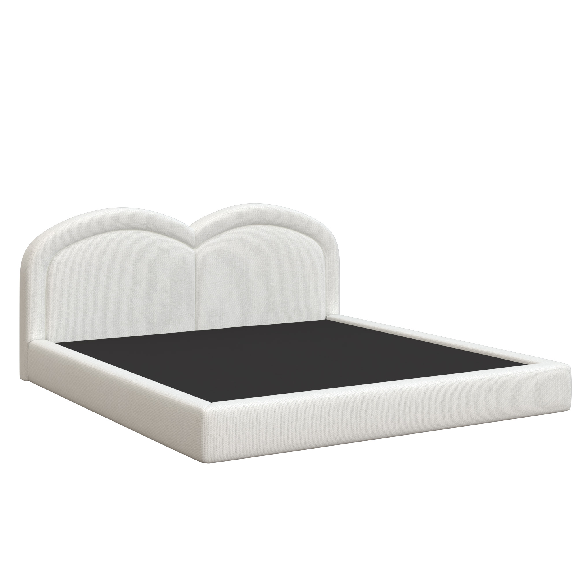 King Size Upholstered Platform Bed With Arched Headboard