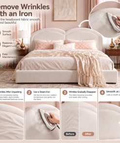 King Size Upholstered Platform Bed With Arched Headboard